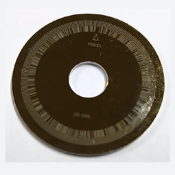 Reflective metal encoder disc