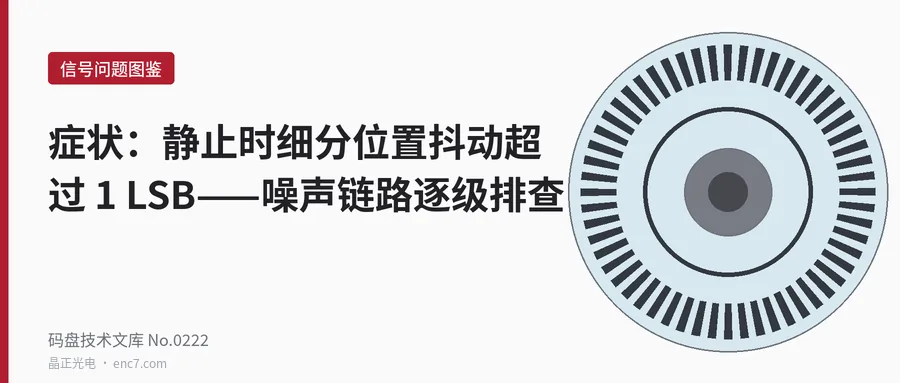 症狀：靜止時細分位置抖動超過 1 LSB——噪聲鏈路逐級排查