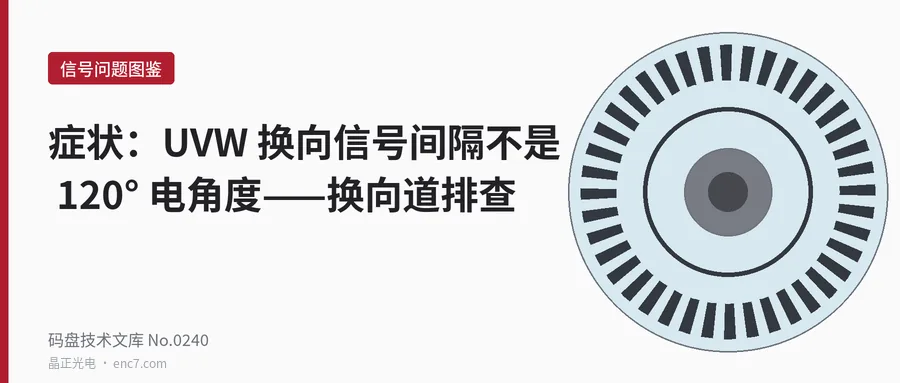 증상: UVW 커뮤테이션 신호가 전기각 120° 간격이 아니다 – 커뮤테이션 트랙 점검